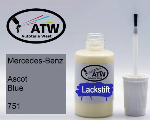 Mercedes-Benz, Ascot Blue, 751: 20ml Lackstift, von ATW Autoteile West.